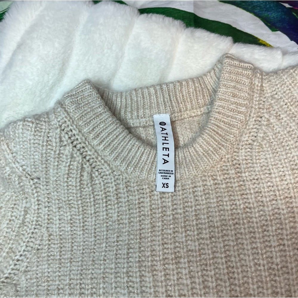 Athleta Women’s XS Sierra Chunky Knit Wool Coconut Grandpacore Winter Sweater - Picture 1 of 9